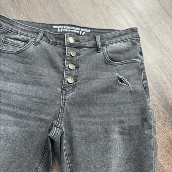 Grace & Lace button fly Black worn soft denim jeans. Eco friendly Sz 10 - Picture 5 of 6